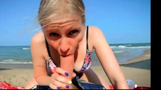 Blonde on a beach outdoor sex