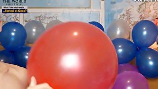 Asian twink cums on his birthday boy balloon and pops it (balloon fetish custom video)