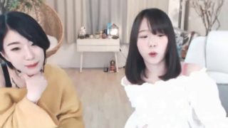 Korean teen lesbians show their big tits