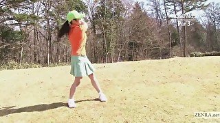 Japanese golf outdoor bottomless miniskirt blowjob penalty round