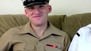 Handsome young navy boys in uniforms are anally fucking