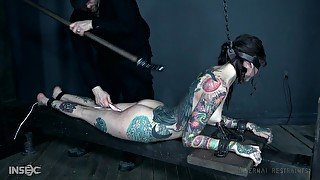 Inked slutty teen babe Rocky Emerson abused in bondage