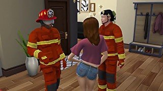 Sims 4 - Common days in the sims  Thanking these handsome firefighters for saving me