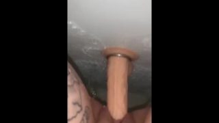 Riding my 8” dildo in the shower