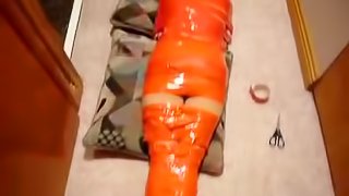 Teen gets Taped up from Head to Toe