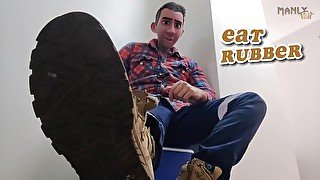 STEP GAY DAD - EAT RUBBER! - HOT DILF STEP UNCLE HAD A BAD DAY & WANTS YOU TO EAT & LICK HIS BOOTS!