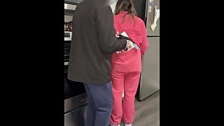 Girl gets a very creative propeller wedgie, while trying to cook!