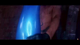 Blue latex ebony submissive slut for masters