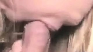 Blonde girl sucks and licks cock till it burst in her mouth