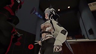 Horny Slut Deepthroats a big Dildo in VRChat (No Sound)