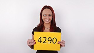 Naturally beautiful Czech redhead at her 1st porn casting