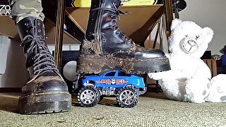 Toycar Crushing with Doc Martens Platform Boots