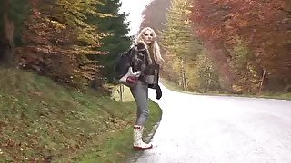 Young hitchhiker gets fucked in the wood