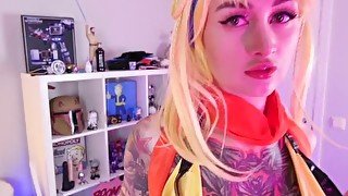 Rikku Masturbate Pussy Dildo and Creamy Orgasm Cosplay