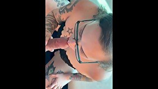 BBW stepmom MILF blows daddy Pov