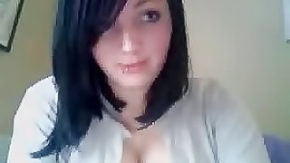 Naturally Busty Amateur Brunette Showing Blowjobing Skills On Webcam