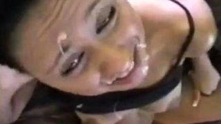 Amateur Asian Teen messy facial