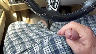 Public Jacking off in step moms car