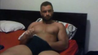 Muscle str8 dad jerks and cums