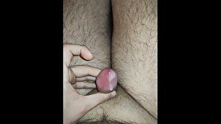 NO HANDS CUM - I make cum just by slapping my thighs -  ( circumcised flaccid dick )