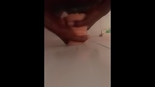 Thick black dick has a quickie with toy