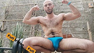 Working Out and Jerking Off Outdoors in a Thong Panty - Louis Ferdinando (Full Video)