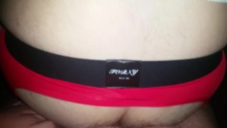 Fucking a blindfolded guy in a jockstrap