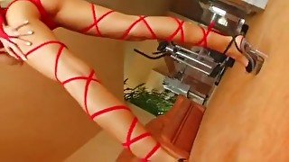 Blonde teen 18+ masturbates with orange dildo