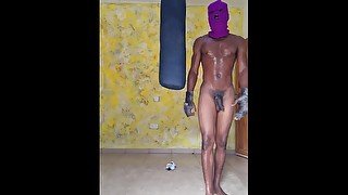 Sexy black body boxing, smoking and catching fun. Want to join come over