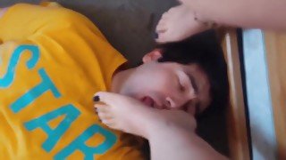 Fat Dude Strokes His Tiny Dick While Eating My Feet In Pov