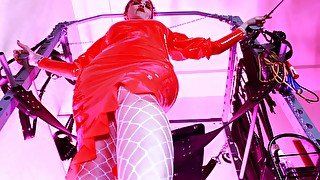 Domination red latex mistress Eva hot bdsm milf femdom fetish cbt play cock