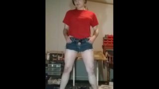 Crossdresser in shorts