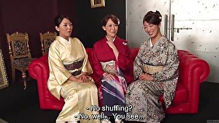 Reiko Kobayakawa and Akari Asagiri plus friend kimono sex party