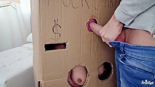 Makeshift Cardboard Gloryhole 1 - TwistysHard