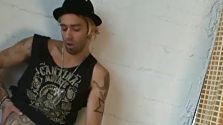 Cute kinky alt punk jerks off his cock