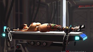 Sci-fi hardcore and a sexy cuffed hottie in the lab