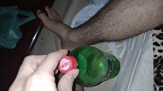 Close up tick hairy bush, Guy urining on soda bottle / hairy Bear huge dick  55