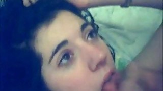 Dark head amateur girl gets mouth cumshot after hardcore doggy style