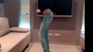 Non-nude super skinny teen dancing in jeans