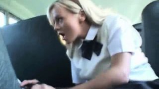 White Teen Sucks in Japanese School Bus!