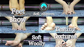 Feet fetish show testing textures soft woolly