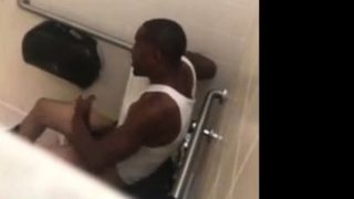 gym spy black cock jerk off and cum