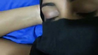 Filthy Arab girl wearing Hijab gives deepthroat blowjob. POV