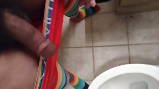 Young 18 year old black femboy rubs cock and pisses for the camera