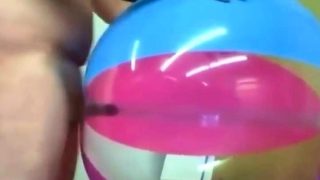 Big inflatable beach ball fuck cum inside