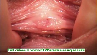Fiona superb blonde teenage fingering pussy on the bed