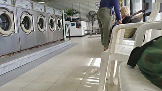 Creep Shots girl next door type at laundry room nice ass