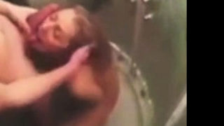 Blonde girl fucked under the shower and sucks dick