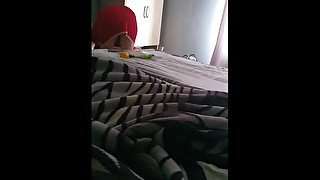 Step mom in red skirt enter into step son room for fuck and blowjob