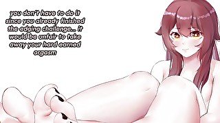 Anime Feet JOI Challenge with Hu Tao Part 3(femdom, feet, edging, challenge, humiliation)